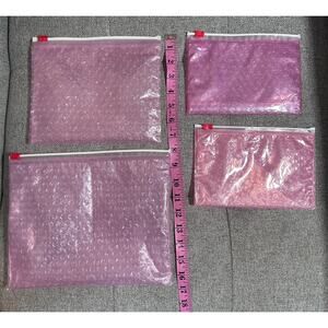 4 Glossier Pink Bubble Wrap Zip Pouches – Original Packaging Cosmetic Bag